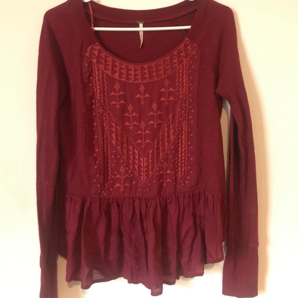 Maroon Long Sleeve Blouse